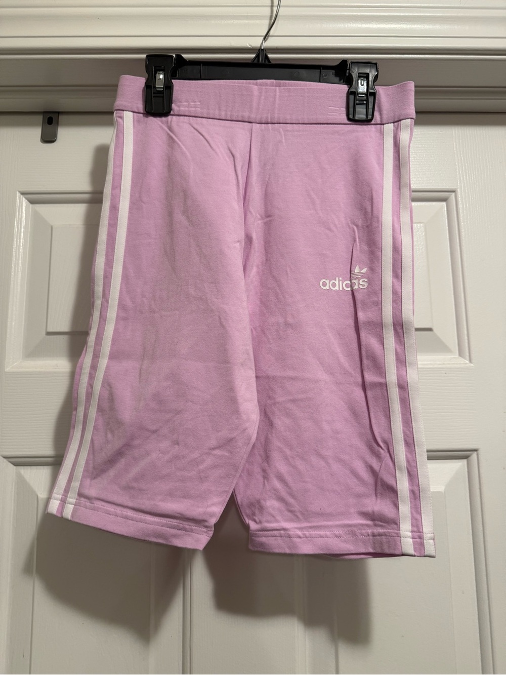 adidas Lilac Women’s Athletic Shorts with White Side Stripes (Size: S)